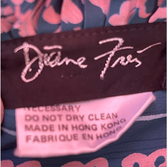 DIANE FREIS Beautiful Vtg 90’s Classic Floral Geometric Dress Fringe Tie Sz 12 - Picture 3 of 15